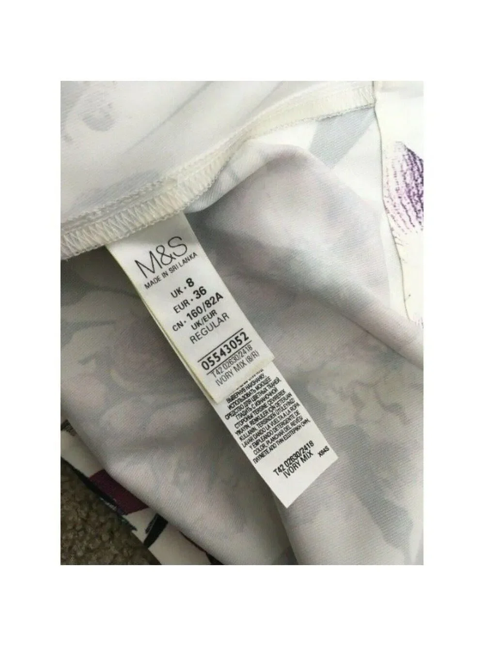 M&S British Ivory Lilac Purple Dress US4 - Picture 9 of 10